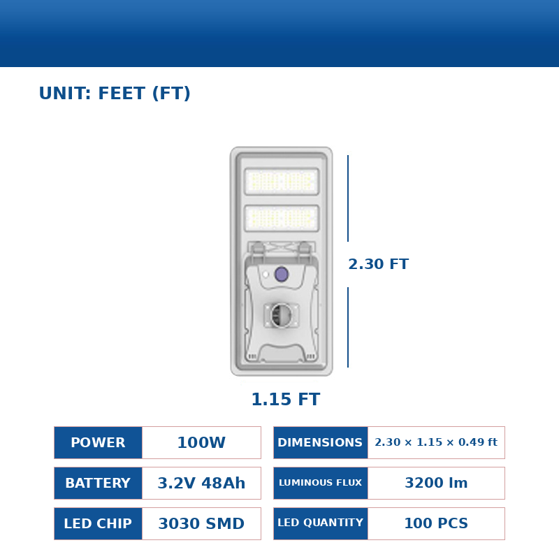 Commercial All-in-One Solar LED Street Light with Philips LED Chips – 100W/150W/200W/250W