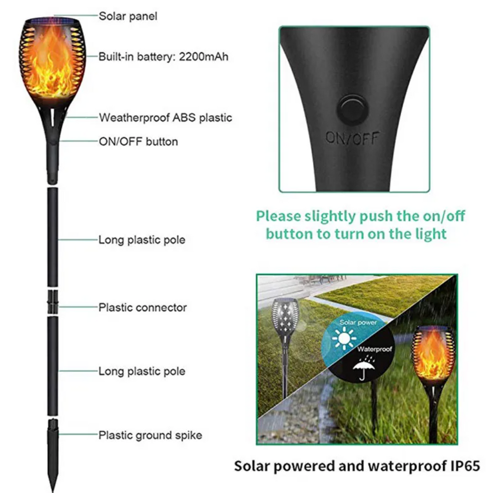 Solar Flame Torch Garden Light