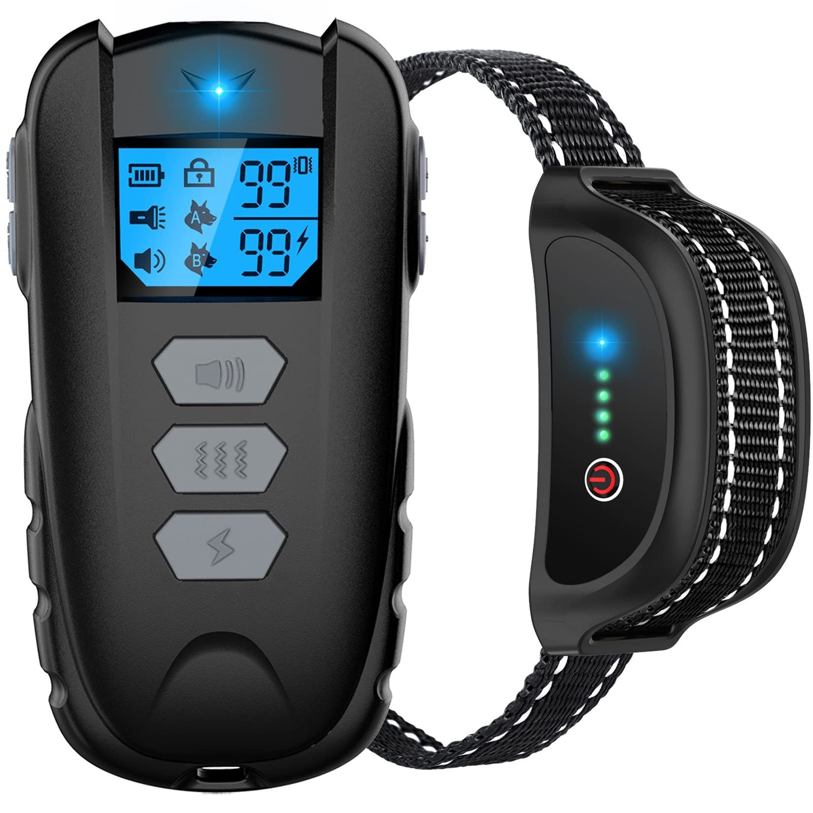 Asrcs Dog Training Collar with Remote Waterproof Dog Collar with Beep Vibration Shock Adjustable 0 to 99 Shock Vibration Levels Dog Training Set for Small Medium Large Dogs