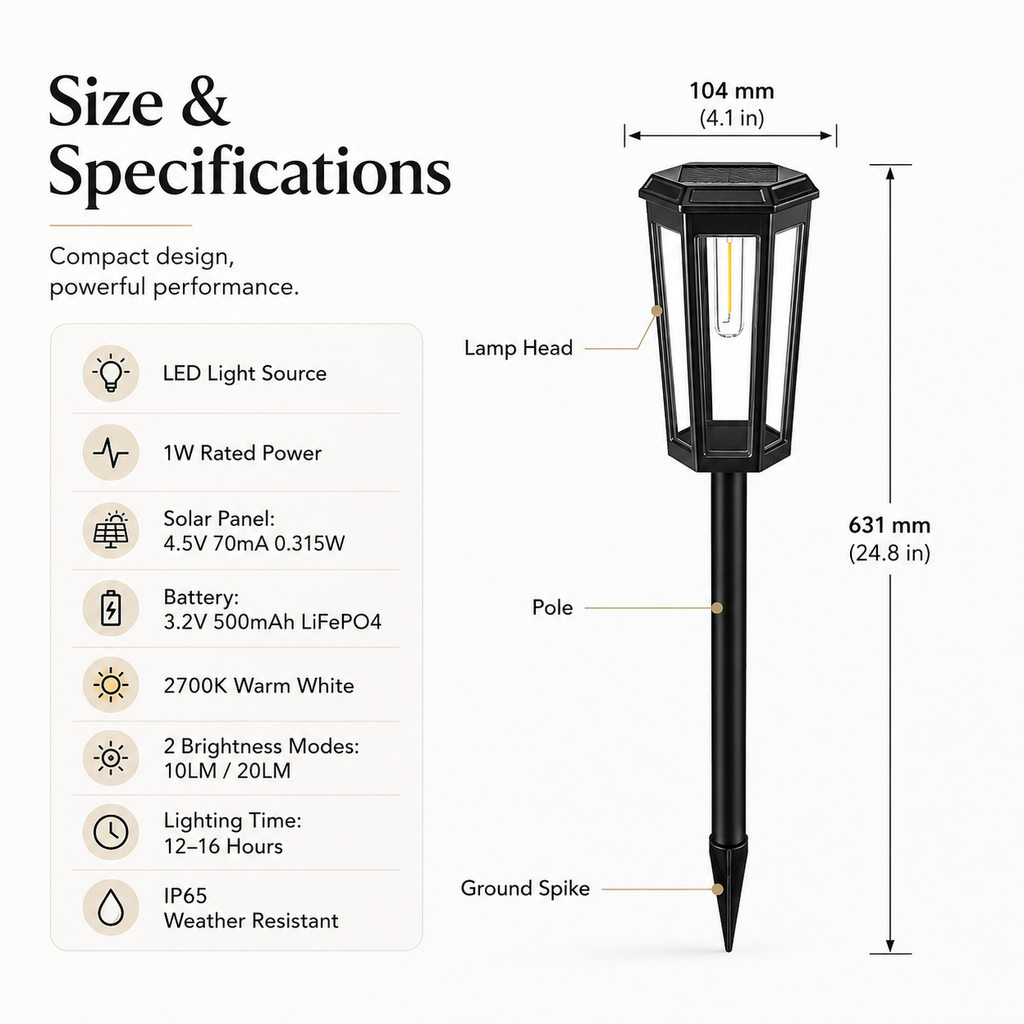 Outdoor Solar Pathway Light – IP65 Warm White Garden Stake Light