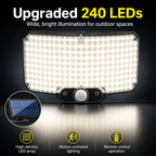 Solar Motion Sensor Wall Light with Remote Control, 240 LED Outdoor Security Light
