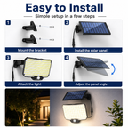 Solar Motion Sensor Wall Light with Remote Control, 240 LED Outdoor Security Light