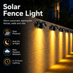 Solar Fence Light Outdoor – IP65 Dusk to Dawn Warm White Wall Light