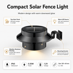 Solar Fence Light Outdoor – IP65 Dusk to Dawn Warm White Wall Light