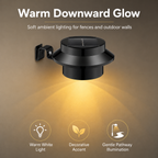 Solar Fence Light Outdoor – IP65 Dusk to Dawn Warm White Wall Light