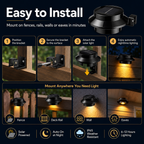 Solar Fence Light Outdoor – IP65 Dusk to Dawn Warm White Wall Light