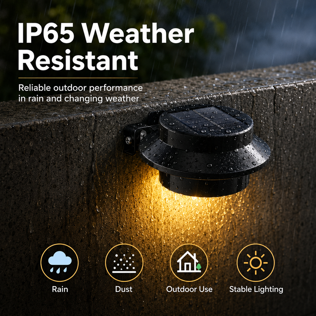 Solar Fence Light Outdoor – IP65 Dusk to Dawn Warm White Wall Light