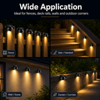 Solar Fence Light Outdoor – IP65 Dusk to Dawn Warm White Wall Light