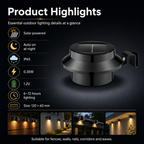 Solar Fence Light Outdoor – IP65 Dusk to Dawn Warm White Wall Light