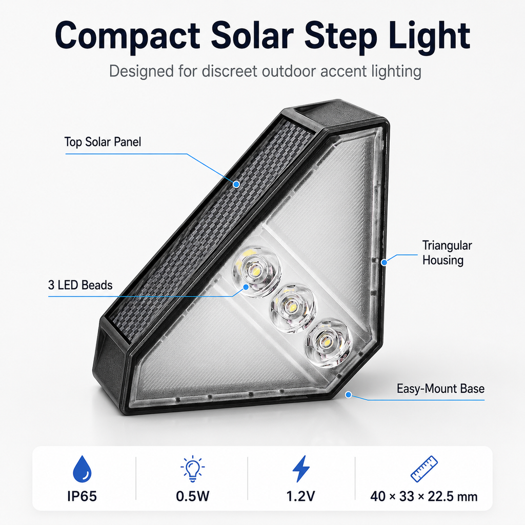 Solar Step Lights Outdoor 3 Pack – IP65 Waterproof LED Deck & Stair Lights