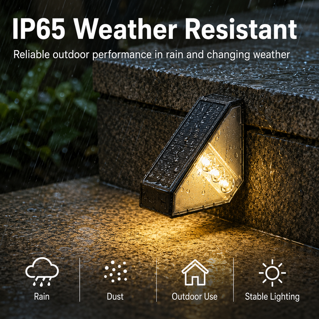 Solar Step Lights Outdoor 3 Pack – IP65 Waterproof LED Deck & Stair Lights
