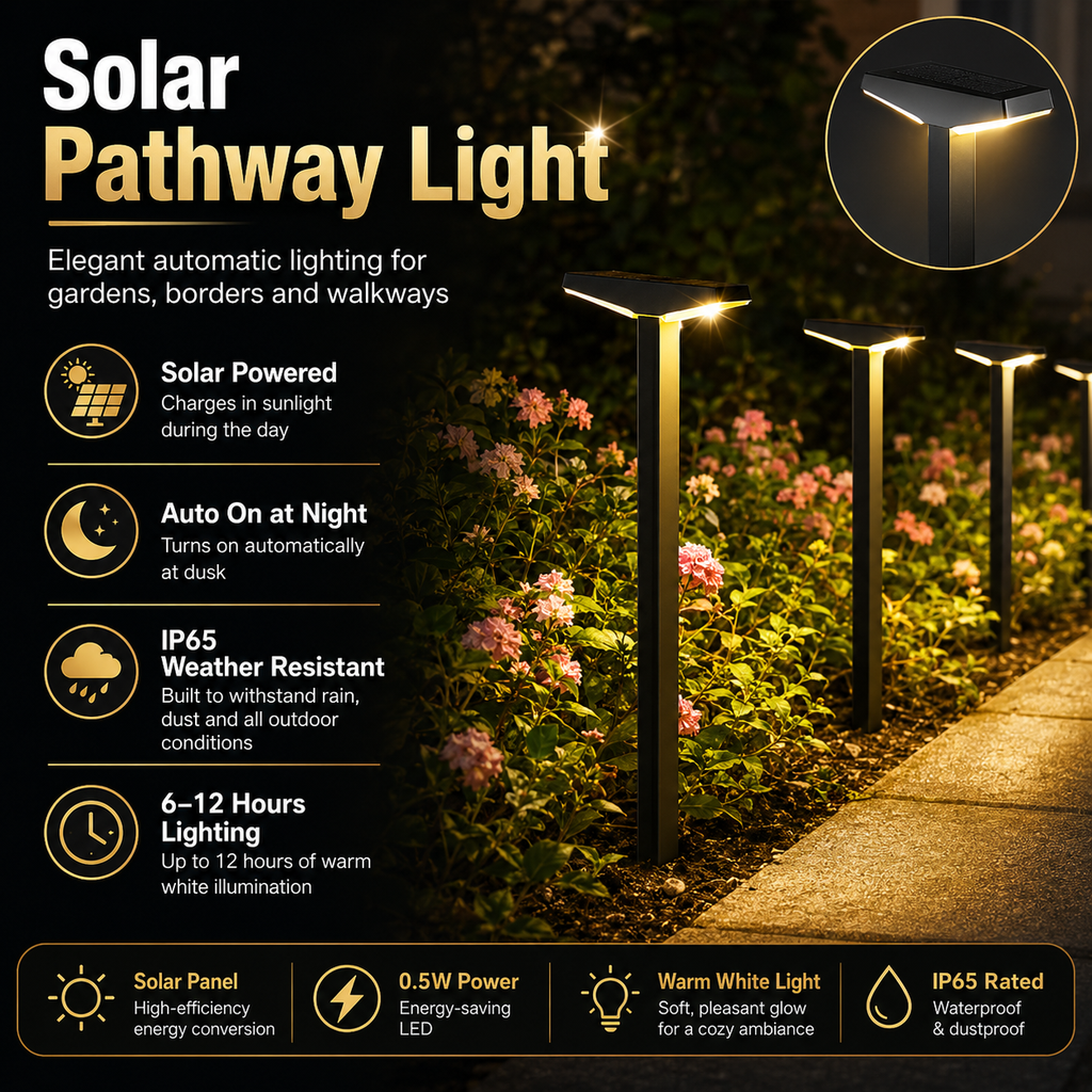 Solar Pathway Lights Outdoor – Dusk to Dawn Warm White Garden Stake Lights