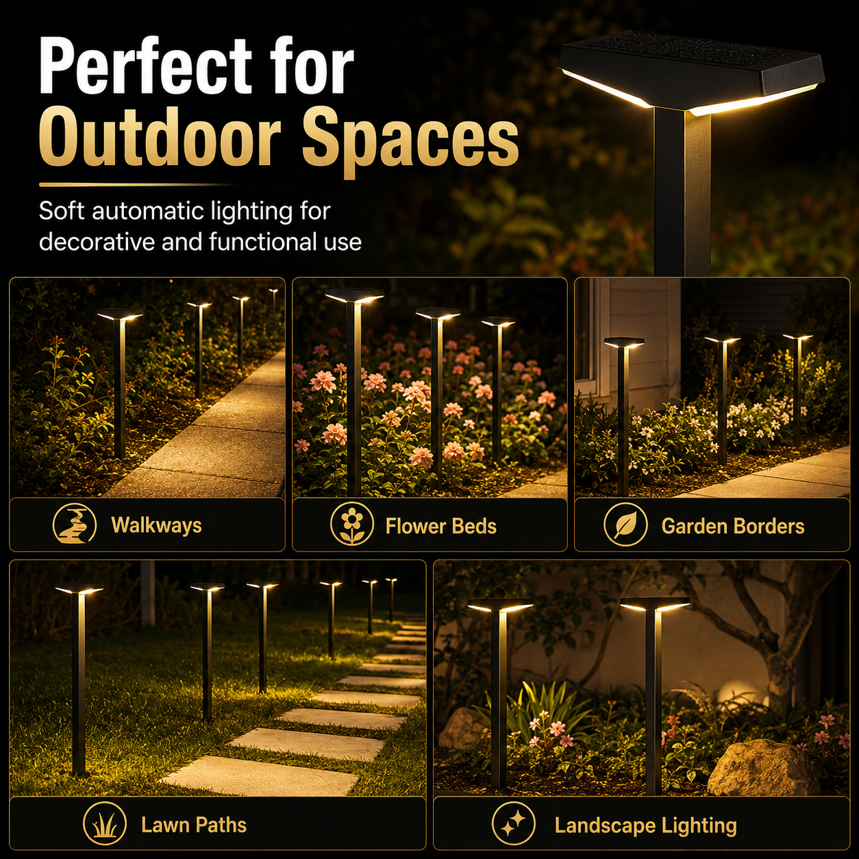 Solar Pathway Lights Outdoor – Dusk to Dawn Warm White Garden Stake Lights