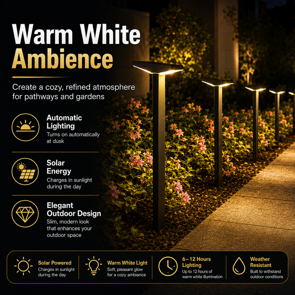Solar Pathway Lights Outdoor – Dusk to Dawn Warm White Garden Stake Lights