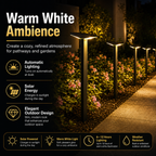 Solar Pathway Lights Outdoor – Dusk to Dawn Warm White Garden Stake Lights