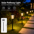Solar Pathway Lights Outdoor – Dual Color Dusk to Dawn Garden Stake Lights