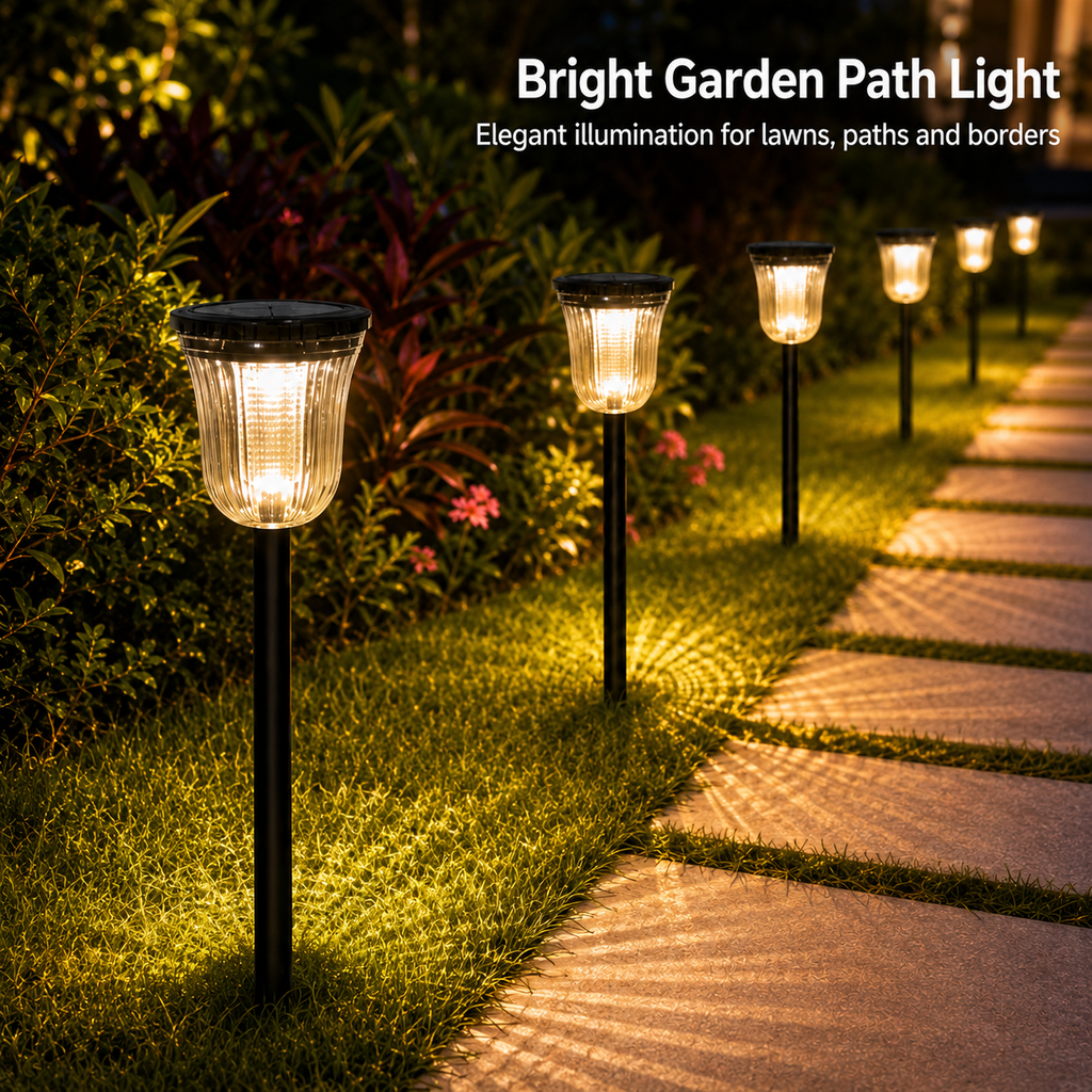 Solar Pathway Lights Outdoor – Dual Color Dusk to Dawn Garden Stake Lights