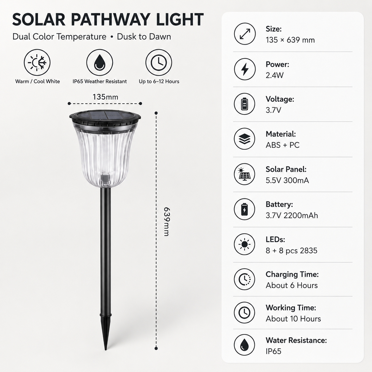 Solar Pathway Lights Outdoor – Dual Color Dusk to Dawn Garden Stake Lights