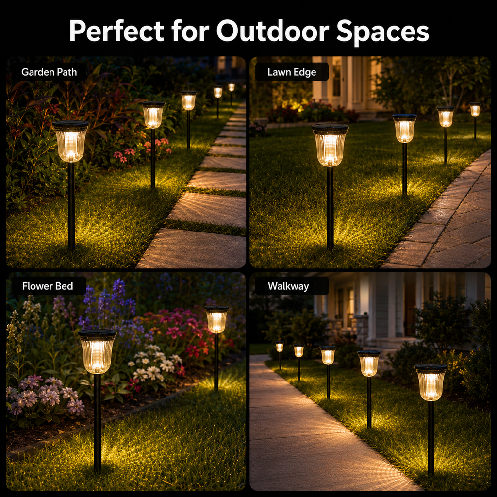 Solar Pathway Lights Outdoor – Dual Color Dusk to Dawn Garden Stake Lights