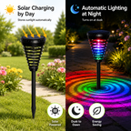 Solar RGB Pathway Lights Outdoor – Color Changing Dusk to Dawn Garden Stake Lights