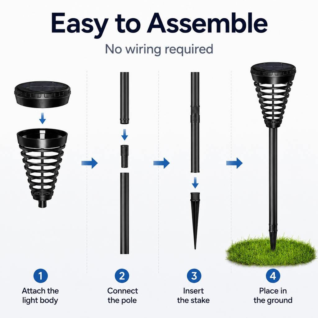 Solar RGB Pathway Lights Outdoor – Color Changing Dusk to Dawn Garden Stake Lights
