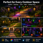 Solar RGB Pathway Lights Outdoor – Color Changing Dusk to Dawn Garden Stake Lights