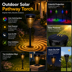Solar RGB Pathway Lights Outdoor – Color Changing Dusk to Dawn Garden Stake Lights