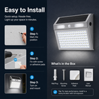 Solar Motion Sensor Wall Lights Outdoor – IP65 Stainless Steel Security Light
