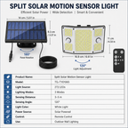Split Solar Motion Sensor Lights Outdoor – Remote Control Security Wall Light