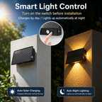 Solar 3-Sided Wall Lights Outdoor – IP65 Dusk to Dawn Fence Lights