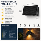 Solar 3-Sided Wall Lights Outdoor – IP65 Dusk to Dawn Fence Lights
