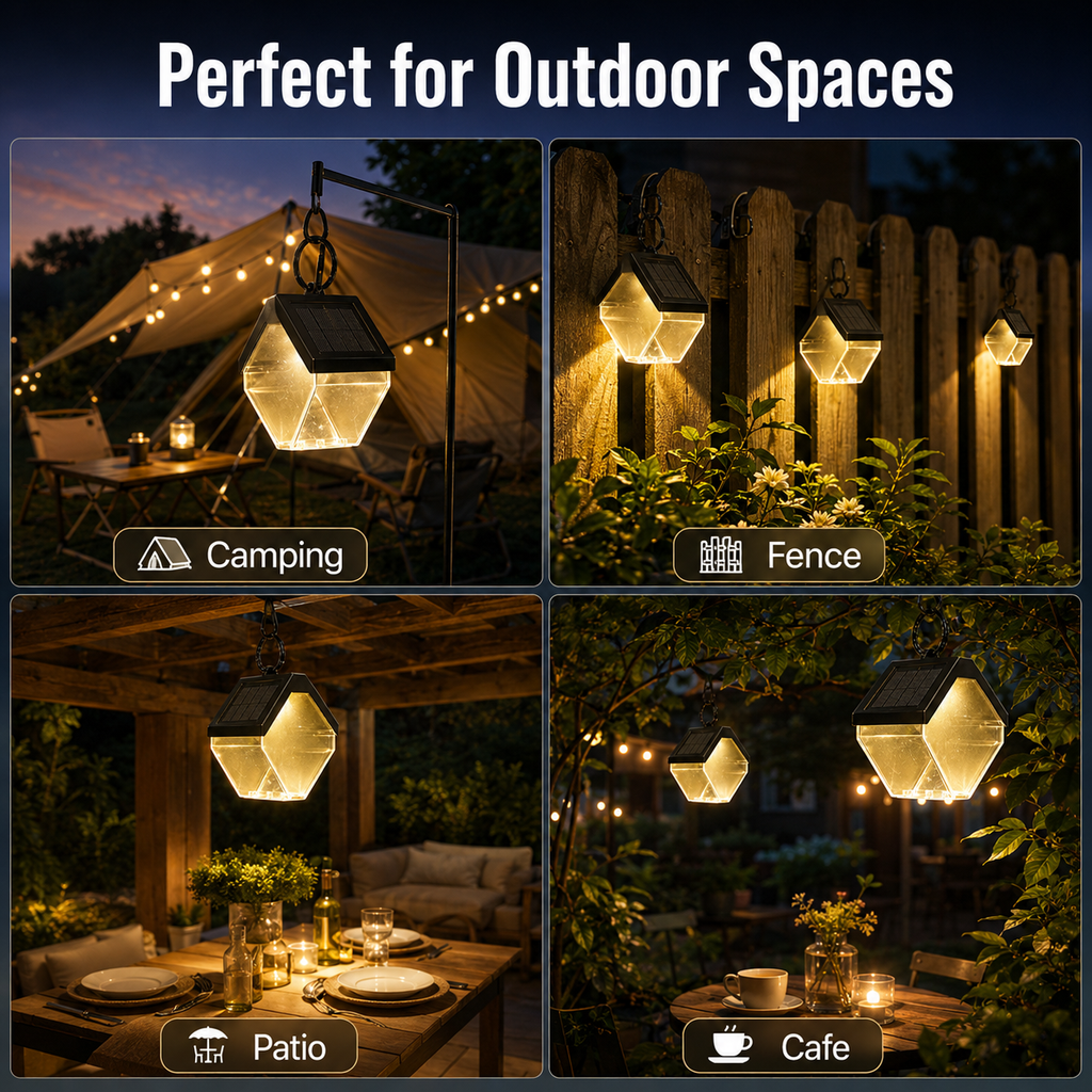 Solar Hanging Lantern Outdoor – Warm White & Color Changing Garden Light