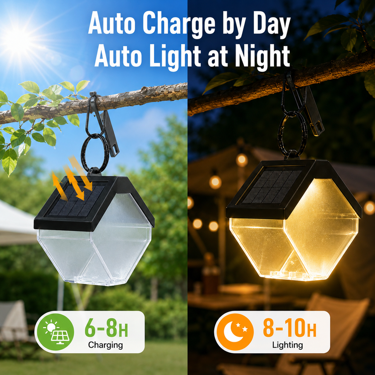 Solar Hanging Lantern Outdoor – Warm White & Color Changing Garden Light