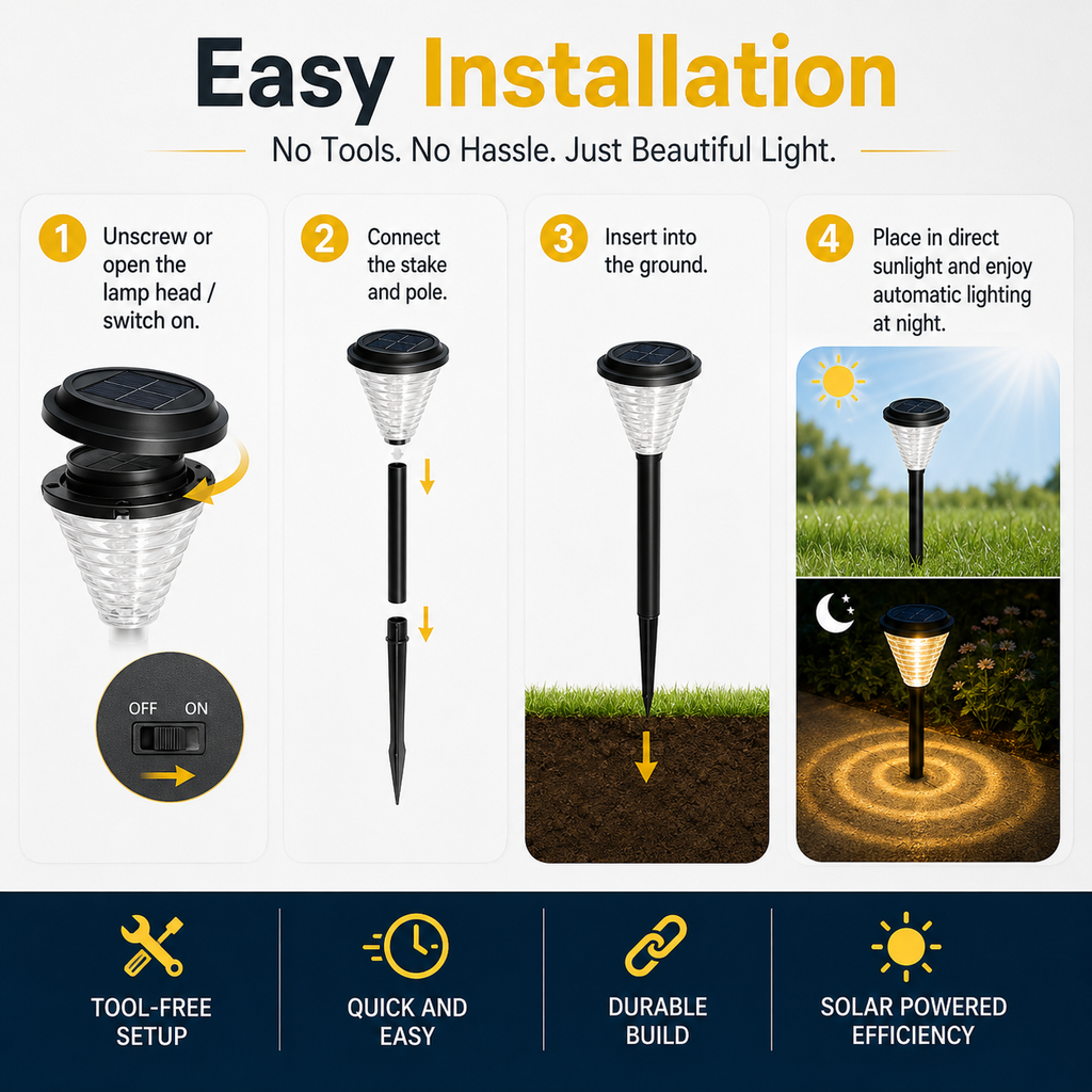 Solar Pathway Lights Outdoor – Warm White & Color Changing Garden Lights
