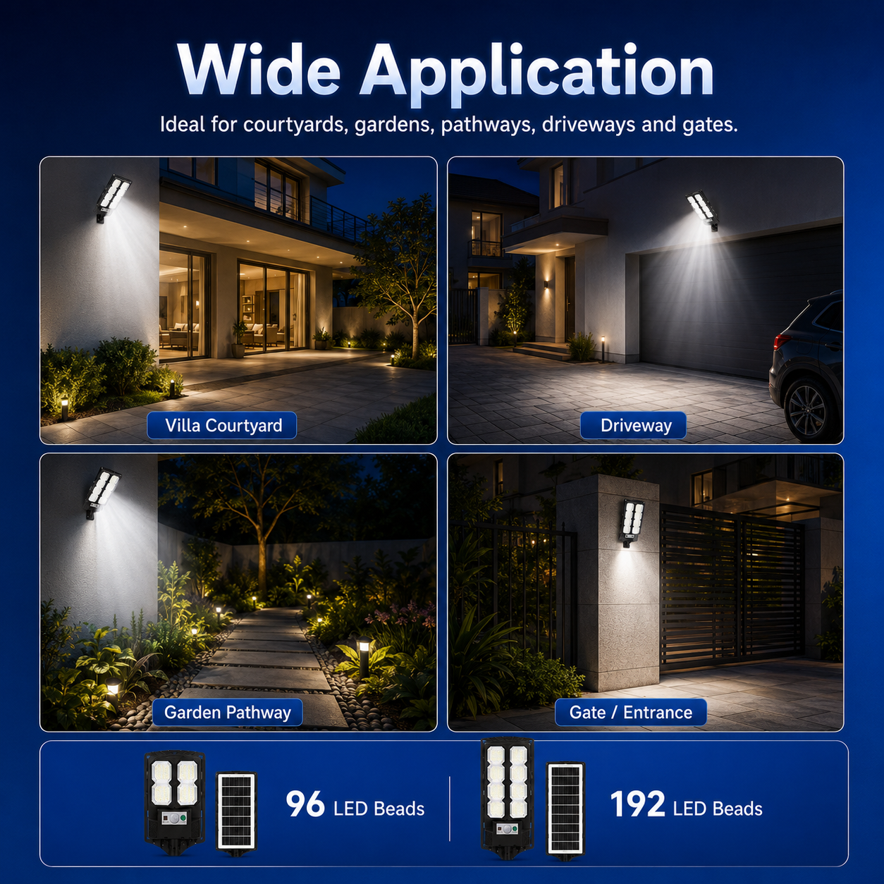 All-in-One Solar Street Light with Motion Sensor & Remote Control – 96/192 LEDs