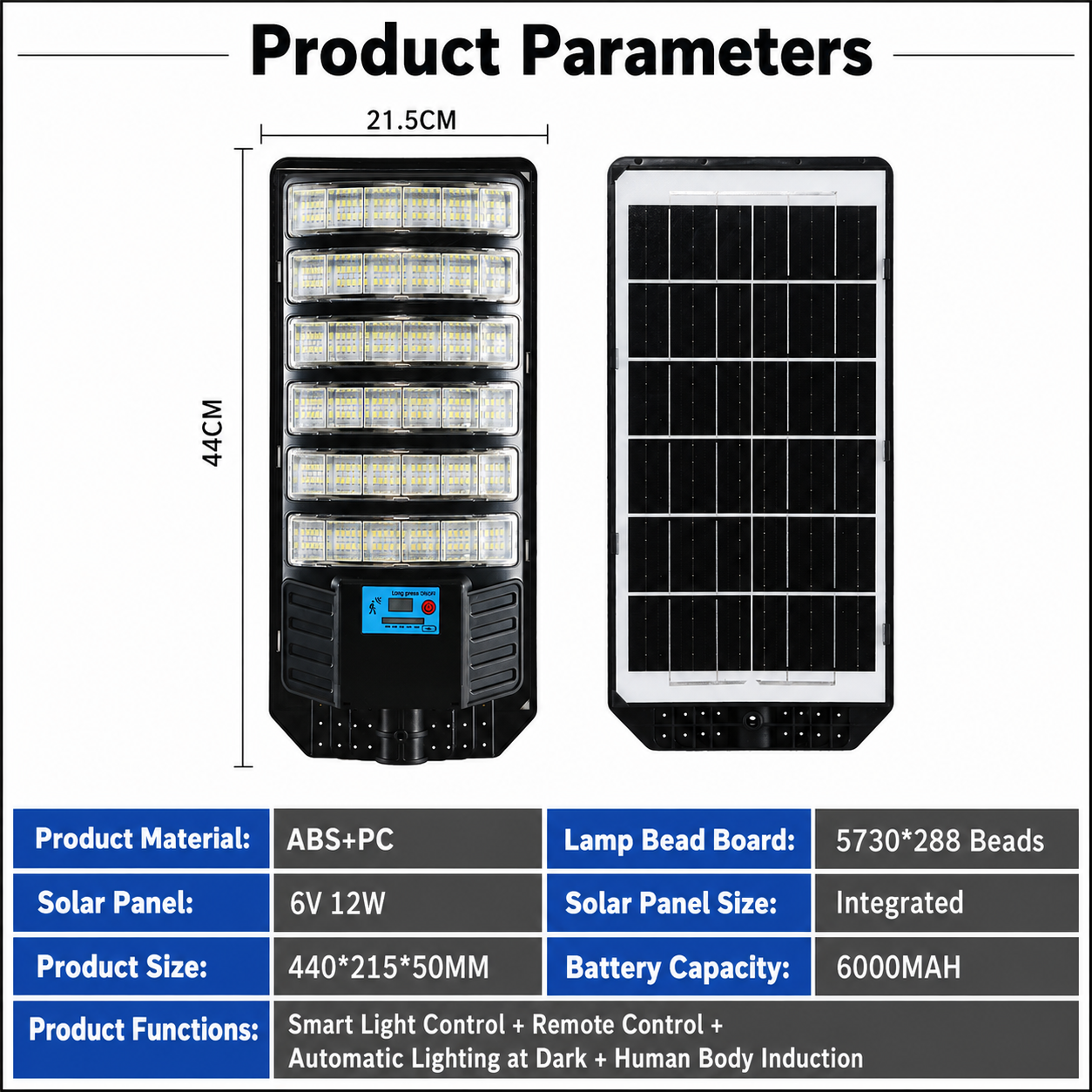 288 LED Solar Street Light with Motion Sensor & Remote Control