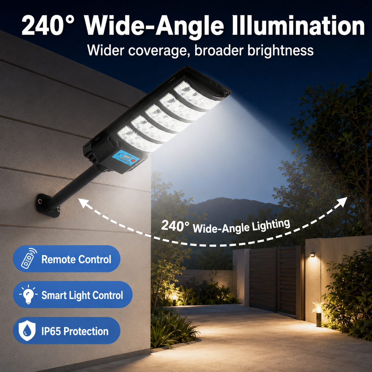 288 LED Solar Street Light with Motion Sensor & Remote Control