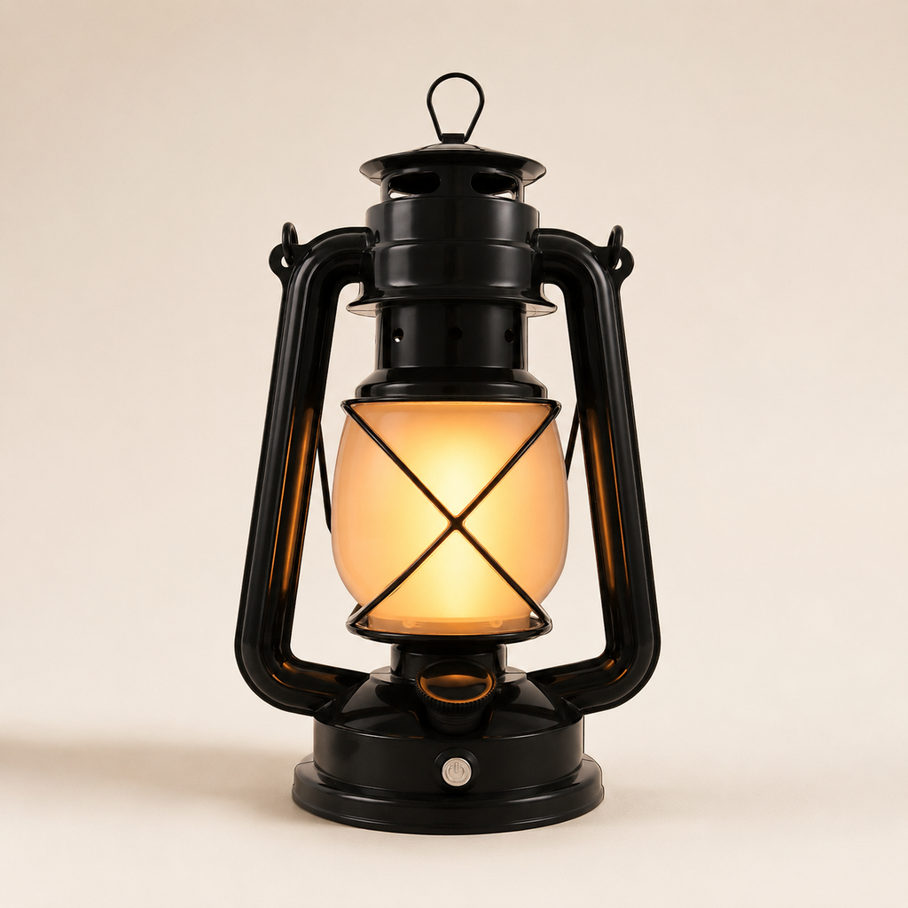 Solar Camping Lantern with USB Charging, Vintage LED Warm Light