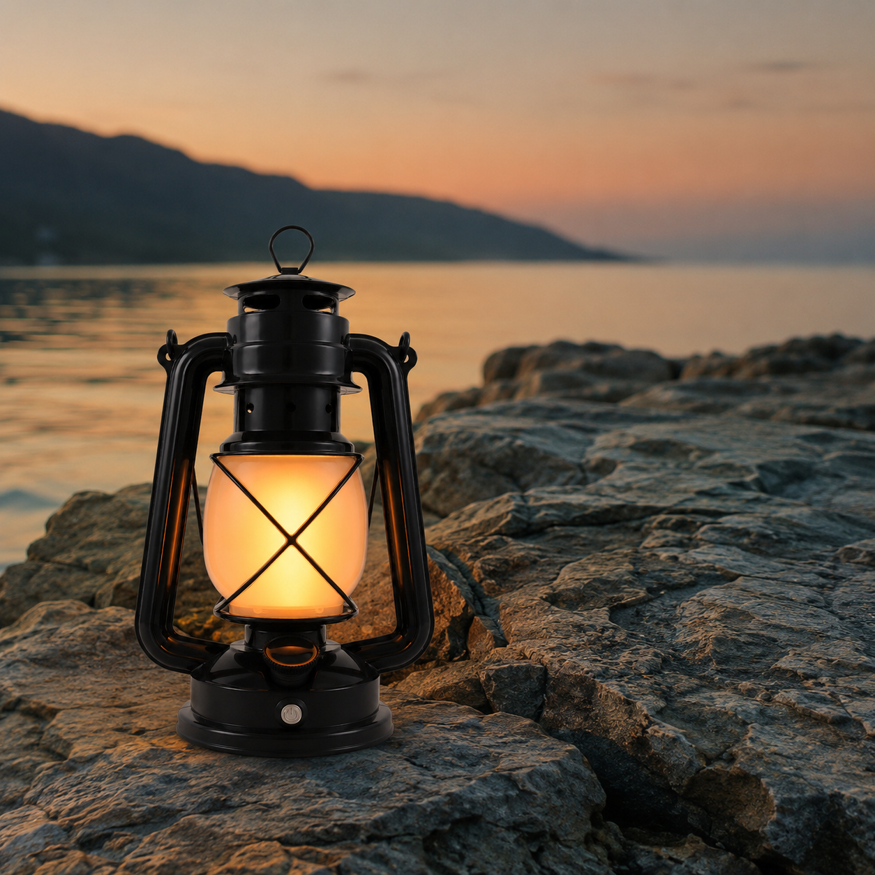 Solar Camping Lantern with USB Charging, Vintage LED Warm Light