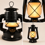 Solar Camping Lantern with USB Charging, Vintage LED Warm Light