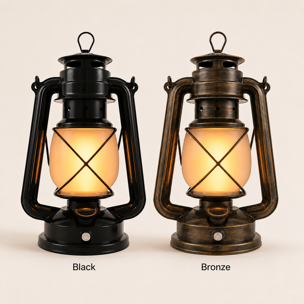 Solar Camping Lantern with USB Charging, Vintage LED Warm Light