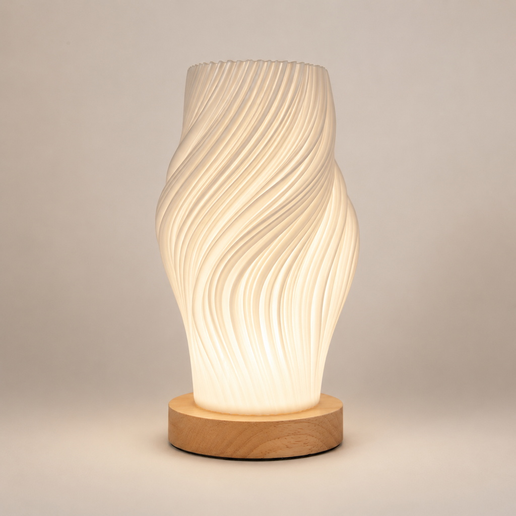 3D Printed Wave Table Lamp | Touch LED Bedside Lamp
