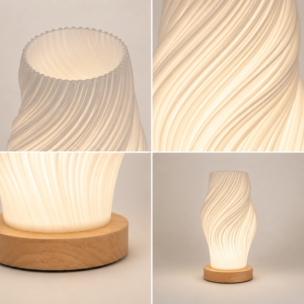 3D Printed Wave Table Lamp | Touch LED Bedside Lamp