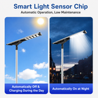 250W Integrated Solar Street Light, 110 LED 7070 SMD Commercial Outdoor Lamp with 48Ah Battery