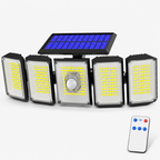 300 LED Solar Security Light with Motion Sensor & Remote Control, 5-Head Outdoor Wall Light