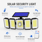 300 LED Solar Security Light with Motion Sensor & Remote Control, 5-Head Outdoor Wall Light