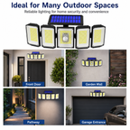 300 LED Solar Security Light with Motion Sensor & Remote Control, 5-Head Outdoor Wall Light