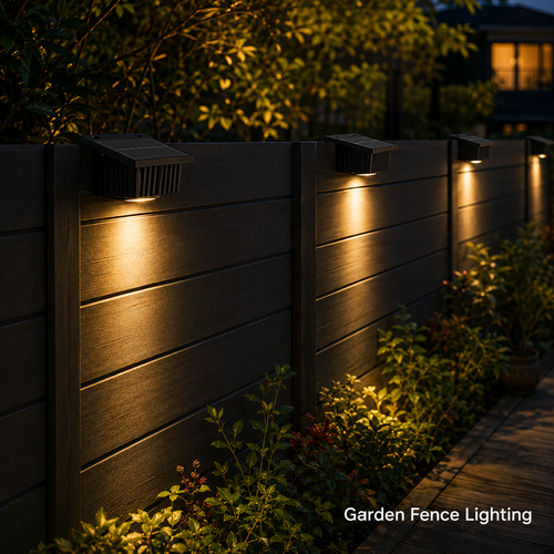 4 Pack Solar Fence Lights Outdoor, LED Wall Lights for Garden, Deck & Pathway