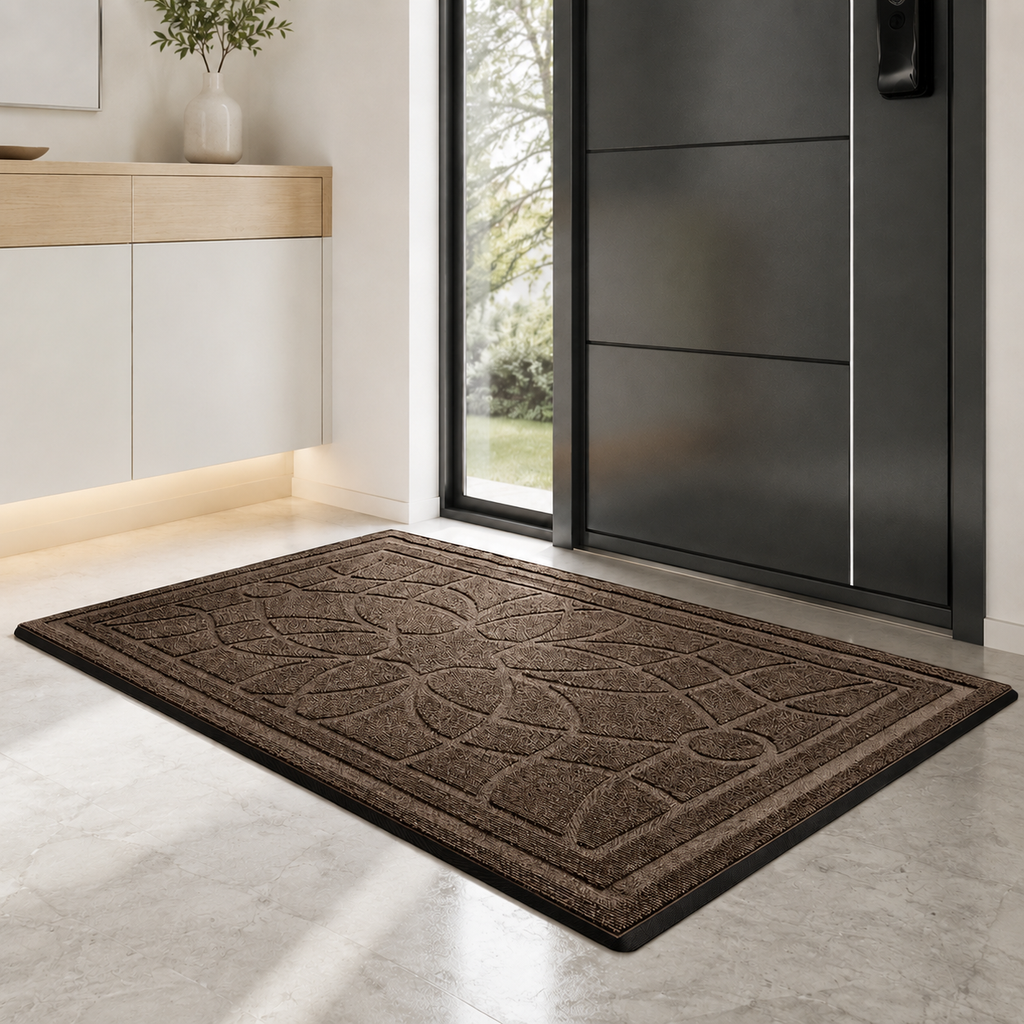 Customizable 2-Pack Polypropylene Door Mats with Rubber Backing Non-Slip Washable Entryway Rugs