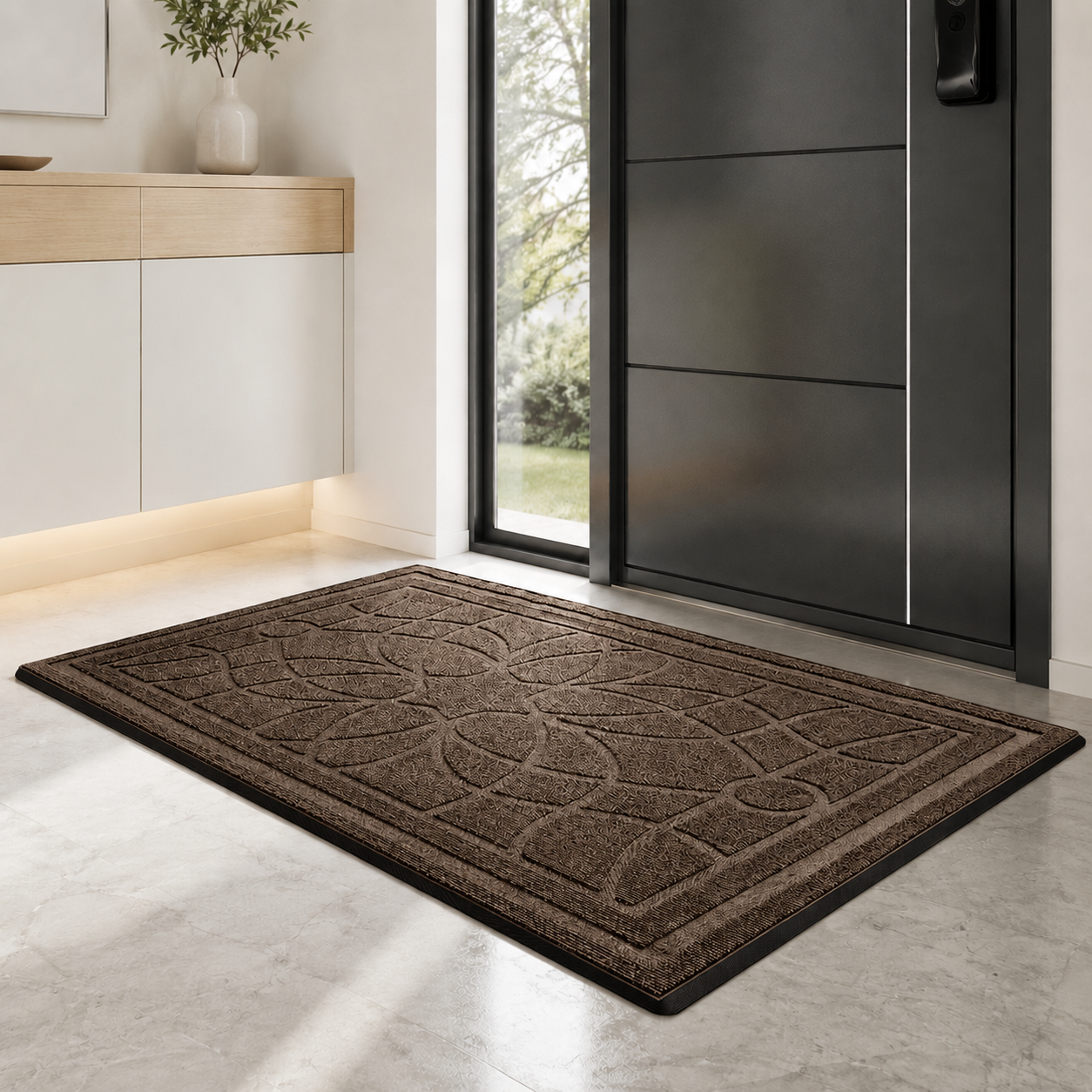 Customizable 2-Pack Polypropylene Door Mats with Rubber Backing Non-Slip Washable Entryway Rugs